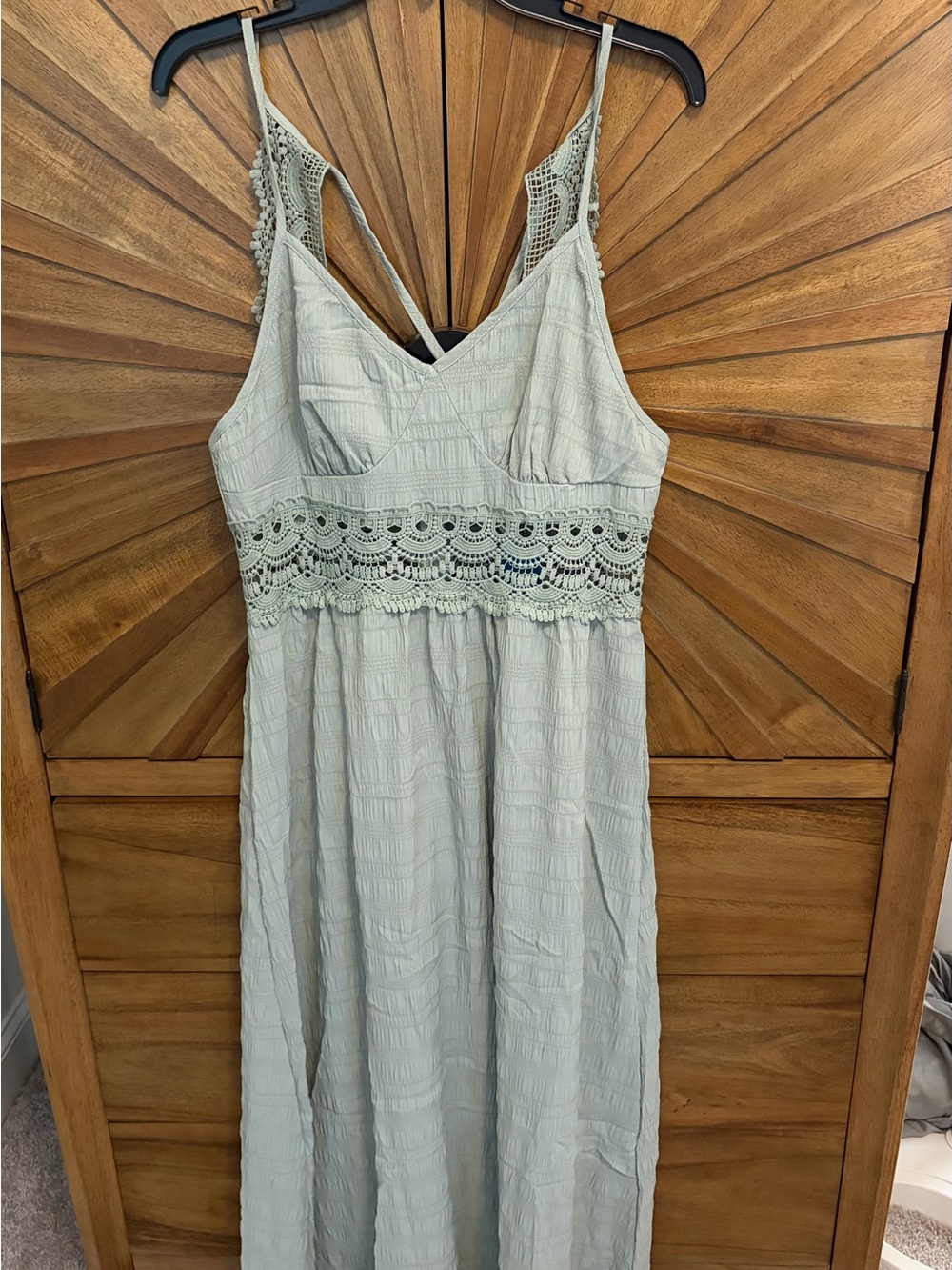 CupShe Light Sage Crochet Waist Maxi Dress